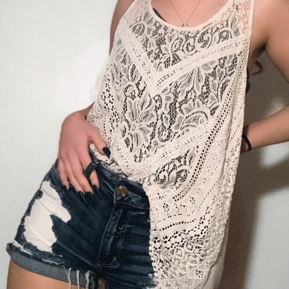 Maurices White Laceknit Racerback Tank Top